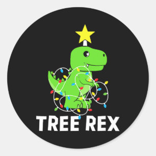 Tree Rex Christmas Dinosaur Tree Funny T Rex Dinos Classic Round Sticker