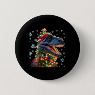 Tree Rex Christmas Light Kids Dinosaur Christmas T 6 Cm Round Badge