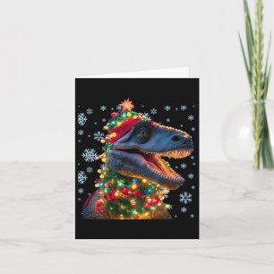 Tree Rex Christmas Light Kids Dinosaur Christmas T Card