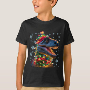 Tree Rex Christmas Light Kids Dinosaur Christmas T T-Shirt
