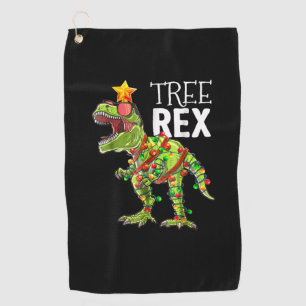 Tree Rex Christmas Lights Dinosaur Golf Towel