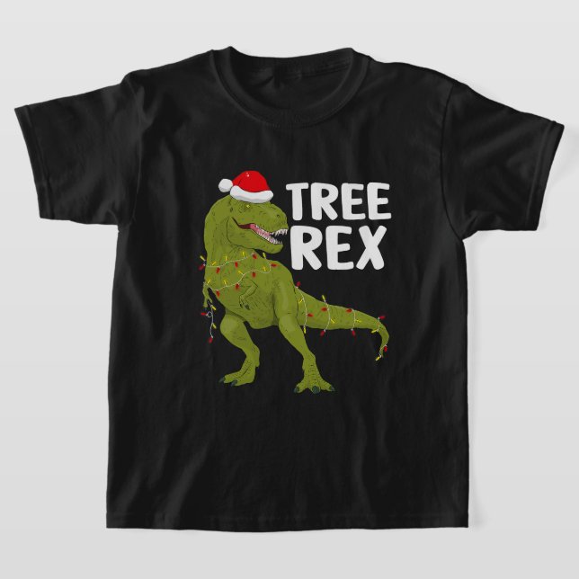 Tree Rex Christmas Lights Dinosaur Kids Boys Toddl T-Shirt (Laydown)