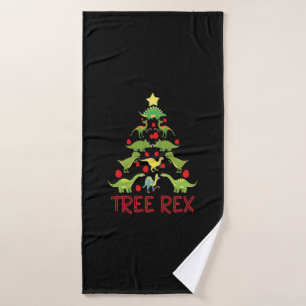 Tree Rex Christmas Tree Funny Christmas Dinosaur F Bath Towel