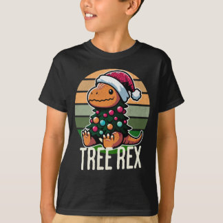 Tree Rex – Cute Cartoon Dinosaur in Festive Christ T-Shirt