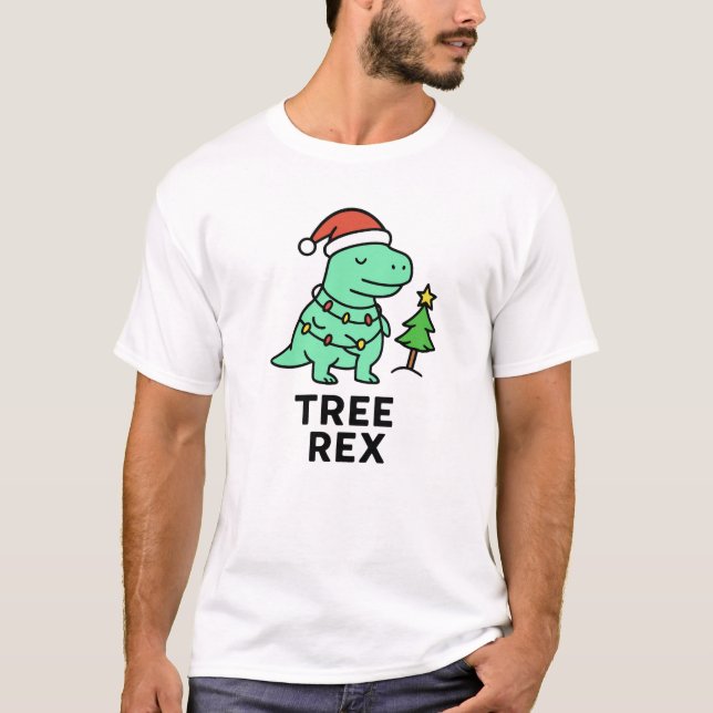 Tree Rex - Cute Christmas Pun T-Shirt (Front)