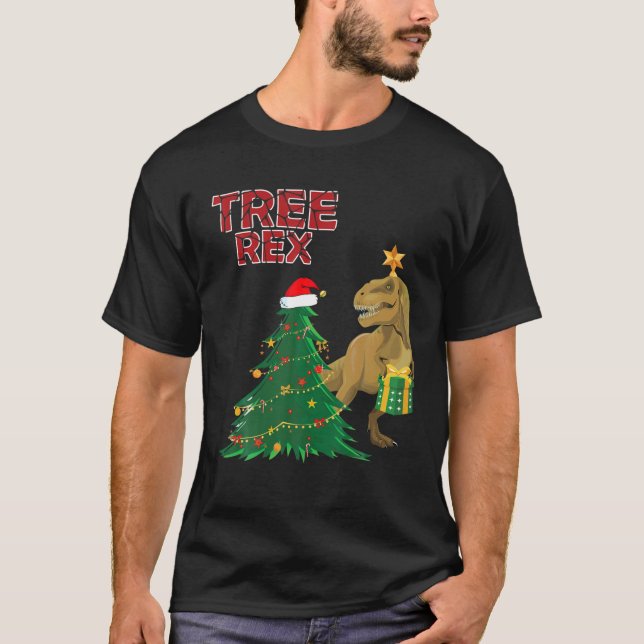 Tree Rex Dinosaur Christmas Costume Tree Gift T-Shirt (Front)