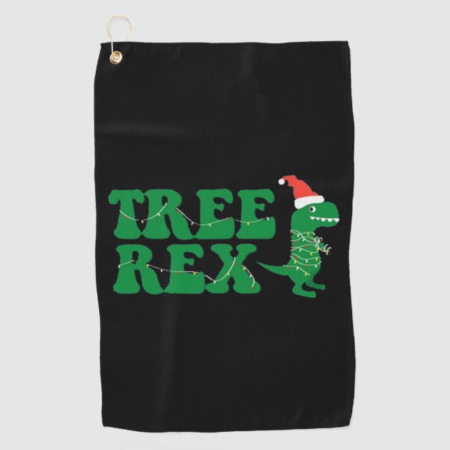 Tree Rex Dinosaur Christmas Xmas   Golf Towel (Front)