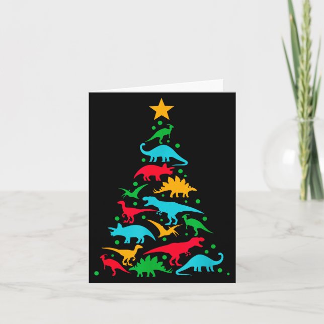 Tree Rex Dinosaur Dino Tree Christmas Tree Funny  Card (Front)