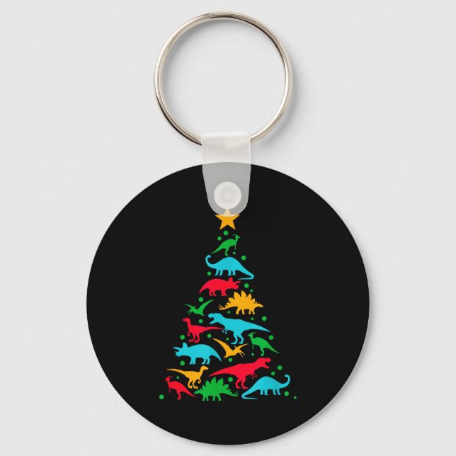 Tree Rex Dinosaur Dino Tree Christmas Tree Funny  Key Ring (Front)