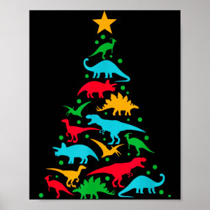 Tree Rex Dinosaur Dino Tree Christmas Tree Funny Poster
