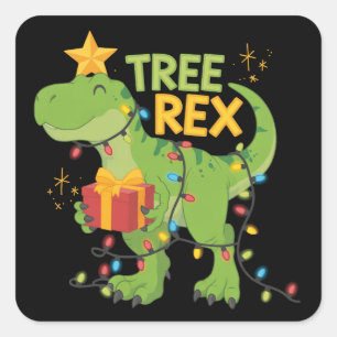 Tree Rex Dinosaur Family Christmas Group Matching Square Sticker