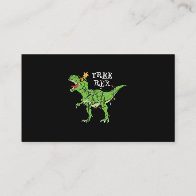 Tree Rex Dinosaur Funny Cute Christmas Pajama Xmas Business Card (Front)