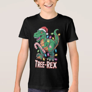 Tree-Rex Dinosaurier - T-Rex mit Lichterkette Tri-Blend Shirt