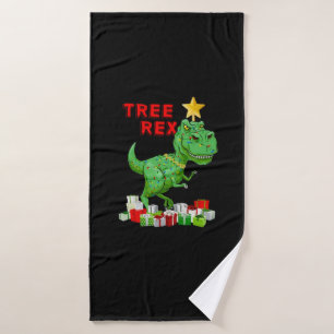 Tree Rex Funny Christmas Tree Dinosaur Lover Bath Towel
