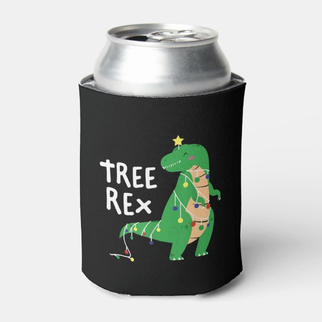Tree Rex Funny Christmas Tyrannosaurus Rex Dinosau Can Cooler (Can Front)