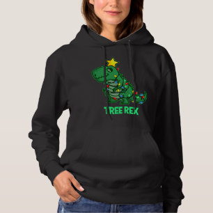 Tree Rex Funny Cute Retro Christmas Dino Hoodie