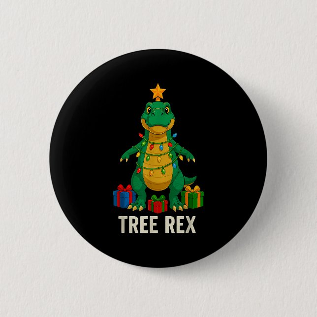 Tree Rex Funny Dinosaur Christmas  6 Cm Round Badge (Front)