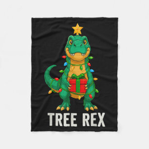 Tree Rex Funny Dinosaur Christmas Fleece Blanket
