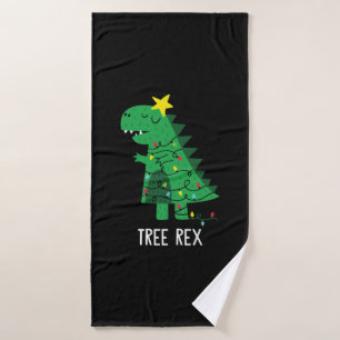 Tree Rex Funny Dinosaur Christmas Tree T Rex Bath Towel