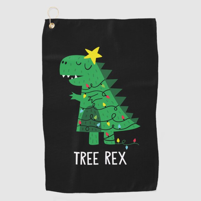 Tree Rex Funny Dinosaur Christmas Tree T Rex   Golf Towel (Front)