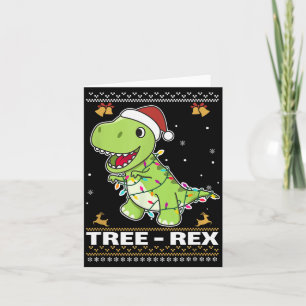 Tree Rex Funny Tyrannosaurus Rex Christmas Pun Card