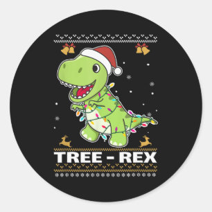 Tree Rex Funny Tyrannosaurus Rex Christmas Pun Classic Round Sticker