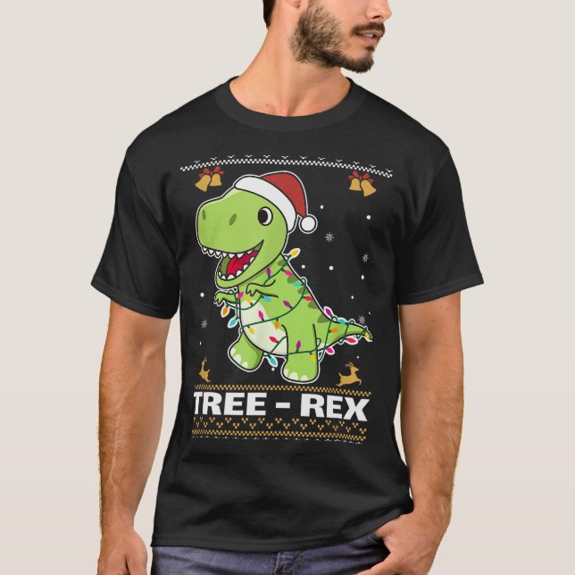 Tree Rex Funny Tyrannosaurus Rex Christmas Pun  T-Shirt (Front)