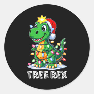 Tree Rex Funny Xmas T Rex Christmas Dinosaur Boys  Classic Round Sticker