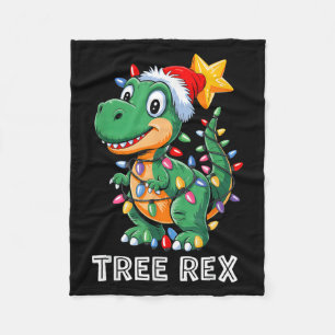 Tree Rex Funny Xmas T Rex Christmas Dinosaur Boys Fleece Blanket