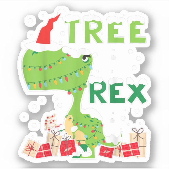Tree Rex Lights Christmas Tree T-rex T-shirt Dinos (Front)