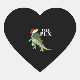 TREE REX SANTA HAT DINOSAUR CHRISTMAS LIGHTS T-SHI HEART STICKER