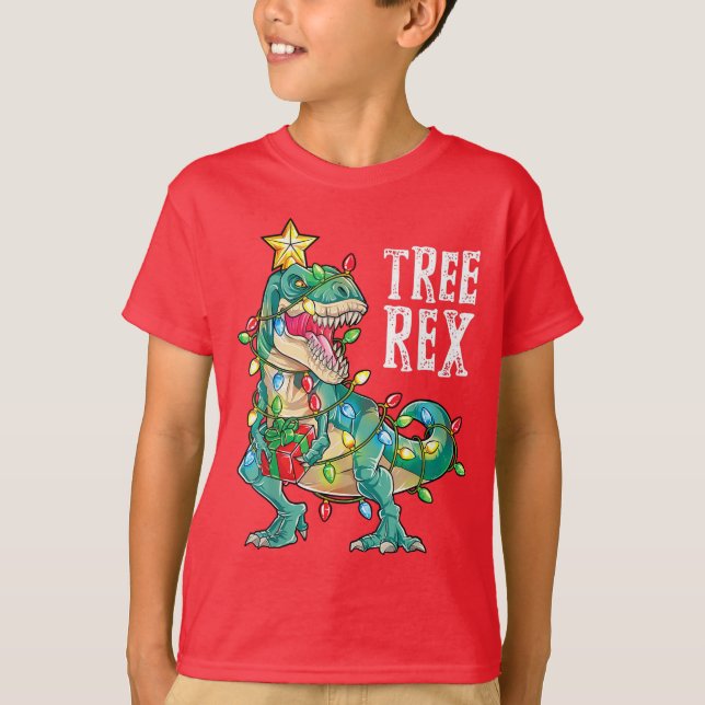Tree Rex Shirt Christmas T-Rex Christmas Dinosaur (Front)