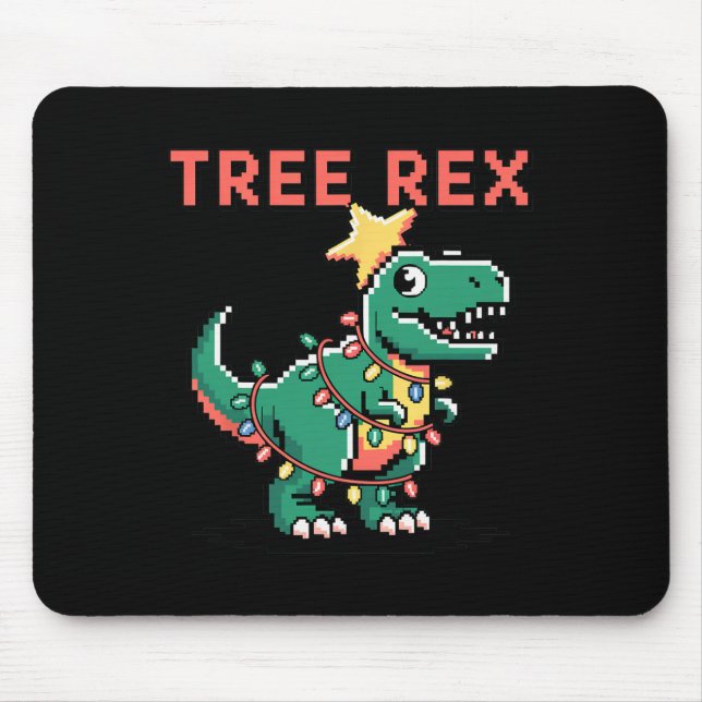 Tree Rex Ugly Christmas Sweater Dinosaur Christmas Mouse Mat (Front)