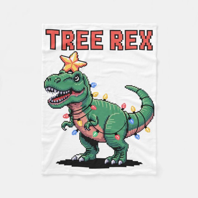 Tree Rex Ugly Christmas Sweater Dinosaur  Fleece Blanket (Front)