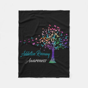 Tree Ribbon Addiction Recovery Awareness Comfort C Fleece Blanket