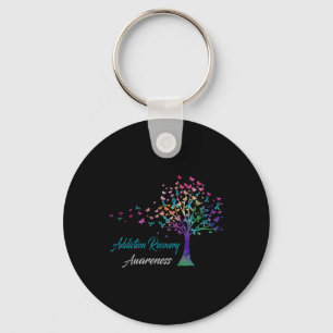 Tree Ribbon Addiction Recovery Awareness Comfort C Key Ring