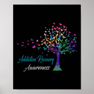 Tree Ribbon Addiction Recovery Awareness Comfort C Poster