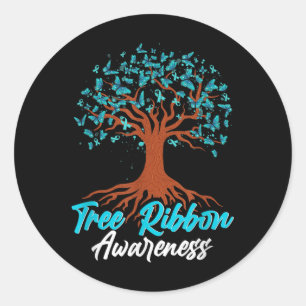 Tree Ribbon Addiction Recovery Mental Health Aware Classic Round Sticker