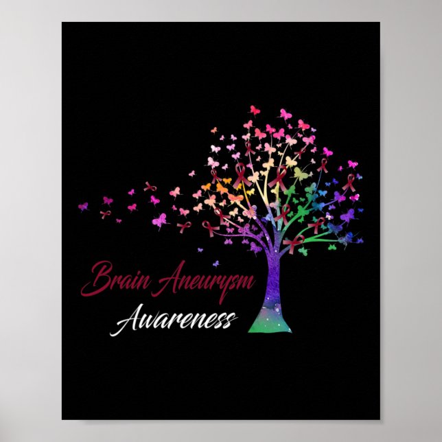 Tree Ribbon Brain Aneurysm Awareness  Poster (Front)