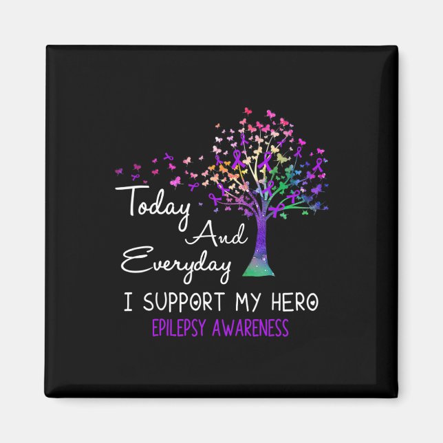 Tree Ribbon I Support My Hero Epilepsy Awareness  Magnet (Front)
