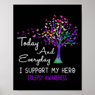 Tree Ribbon I Support My Hero Epilepsy Awareness  Poster
