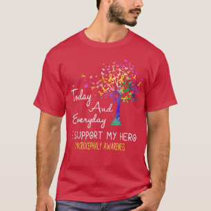 Tree Ribbon I Support My Hero Microcephaly Awarene T-Shirt