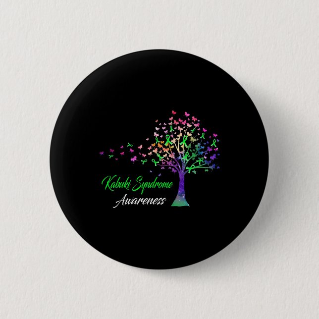 Tree Ribbon Kabuki Syndrome Awareness  6 Cm Round Badge (Front)