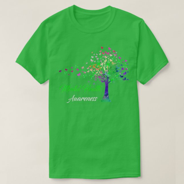Tree Ribbon Mental Health Awareness  T-Shirt (Design Front)