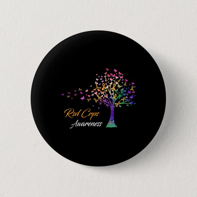 Tree Ribbon Rsd Crps Awareness  6 Cm Round Badge (Front)