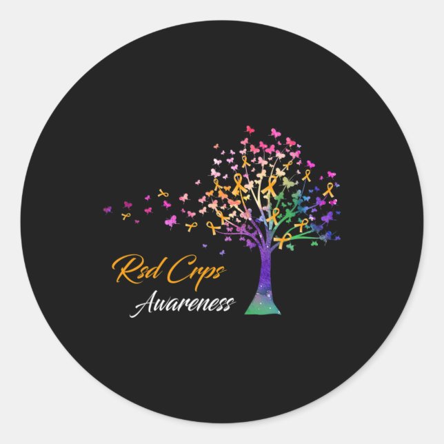 Tree Ribbon Rsd Crps Awareness  Classic Round Sticker (Front)