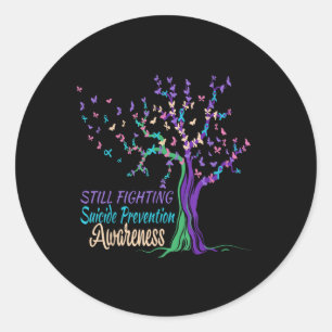 Tree Ribbon Still Fighting Suicide Prevention Awar Classic Round Sticker