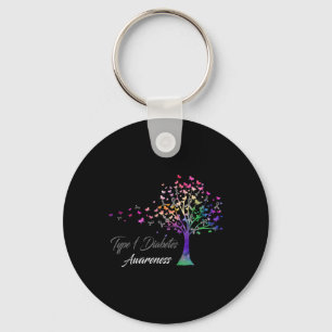 Tree Ribbon Type 1 Diabetes Awareness Key Ring