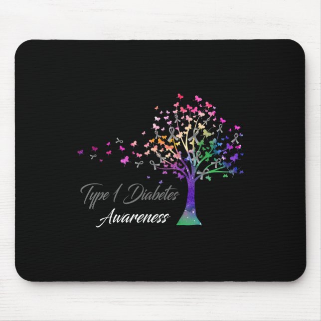 Tree Ribbon Type 1 Diabetes Awareness  Mouse Mat (Front)