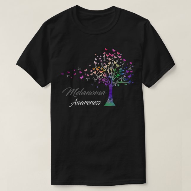 Tree Ribbons Melanoma Awareness Support Melanoma W T-Shirt (Design Front)